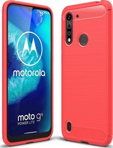 Mobigear Hoesje geschikt voor Motorola Moto G8 Power Lite Telefoonhoesje Flexibel TPU | Mobigear Brushed Slim Backcover | Moto G8 Power Lite Case | Back Cover - Rood