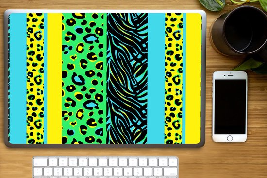 Autocollant pour ordinateur portable - 17,3 pouces - Design - Imprimé panthère - Jaune - Vert - 40x30cm - Autocollants pour ordinateur portable - Skin pour ordinateur portable - Couverture