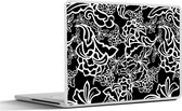Laptop sticker - 17.3 inch - Patronen - Bloem - Zwart Wit - 40x30cm - Laptopstickers - Laptop skin - Cover
