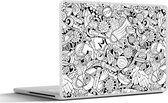 Laptop sticker - 14 inch - Patroon - Corona - Zwart Wit - 32x5x23x5cm - Laptopstickers - Laptop skin - Cover