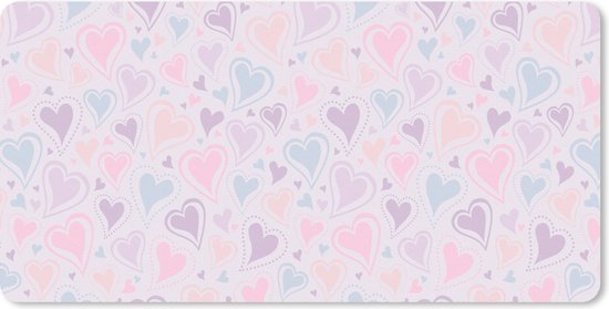 Sous-main 80x40 cm - Tapis de souris Meiden - Hartjes - Motifs - Fille - Kids - Sous-main XL - Protection sous-main - Tapis de souris Ordinateur
