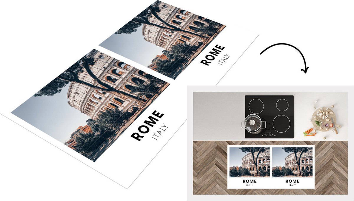 KitchenYeah Keukenloper - Loper keuken - Rome - Italië - Architectuur - 120x60 cm - Keukenloper vinyl Multicolor