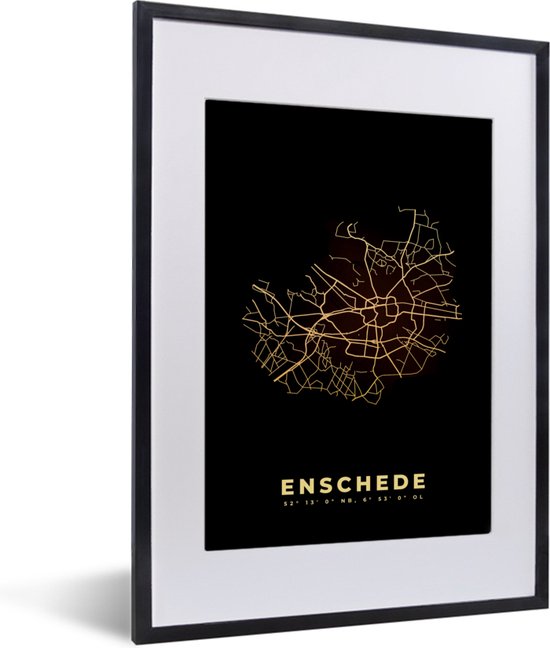 Cadre photo avec affiche - Enschede - Carte - Carte - Plan de la ville - Nederland - 30x40 cm - Cadre pour affiche