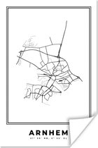 Poster Plattegrond – Arnhem – Zwart Wit – Stadskaart - Kaart - Nederland - 120x180 cm XXL