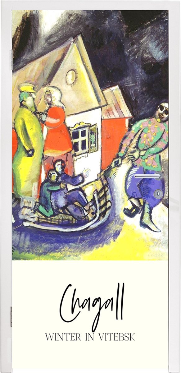Deursticker Winter in Vitebsk - Chagall - 75x205 cm - Deurposter