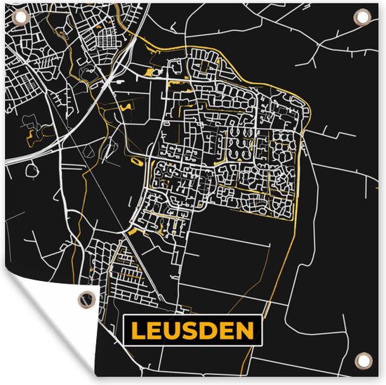 Affiche de Jardin Leusden - Plan de la ville - Or - Carte - Carte - 200x200 cm - Toile de jardin