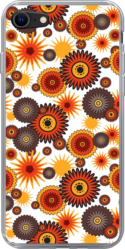 Coque iPhone 7 - Design - Rétro - Oranje - Fleurs - Coque de téléphone en  Siliconen | bol.