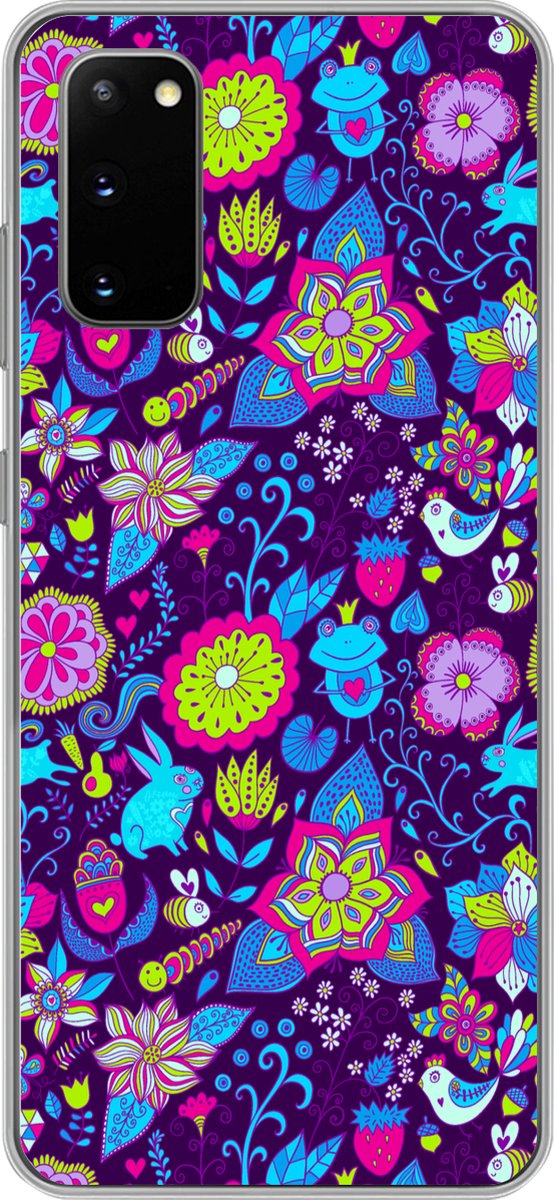 Telefoonhoesje Geschikt voor Samsung Galaxy S20 hoesje - Meisjes - Konijn - Roze - Patronen - Girl - Kids - Kinderen - Siliconen Telefoonhoesje Telefoonhoesje