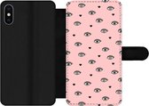 Bookcase Geschikt voor iPhone XS Max telefoonhoesje - Meisje - Ogen - Roze - Patronen - Girl - Kids - Kinderen - Met vakjes - Wallet case met magneetsluiting