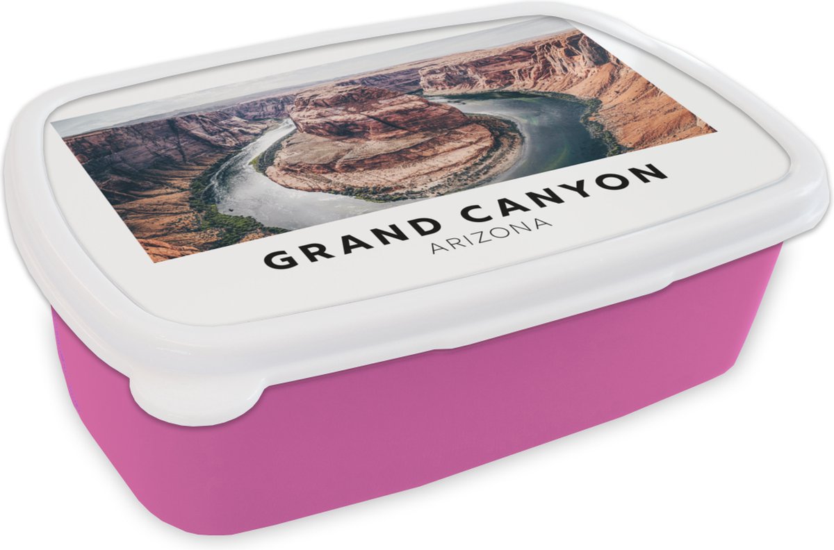 Broodtrommel Roze - Lunchbox - Brooddoos - Amerika - Arizona - Steen - 18x12x6 cm - Kinderen - Meisje