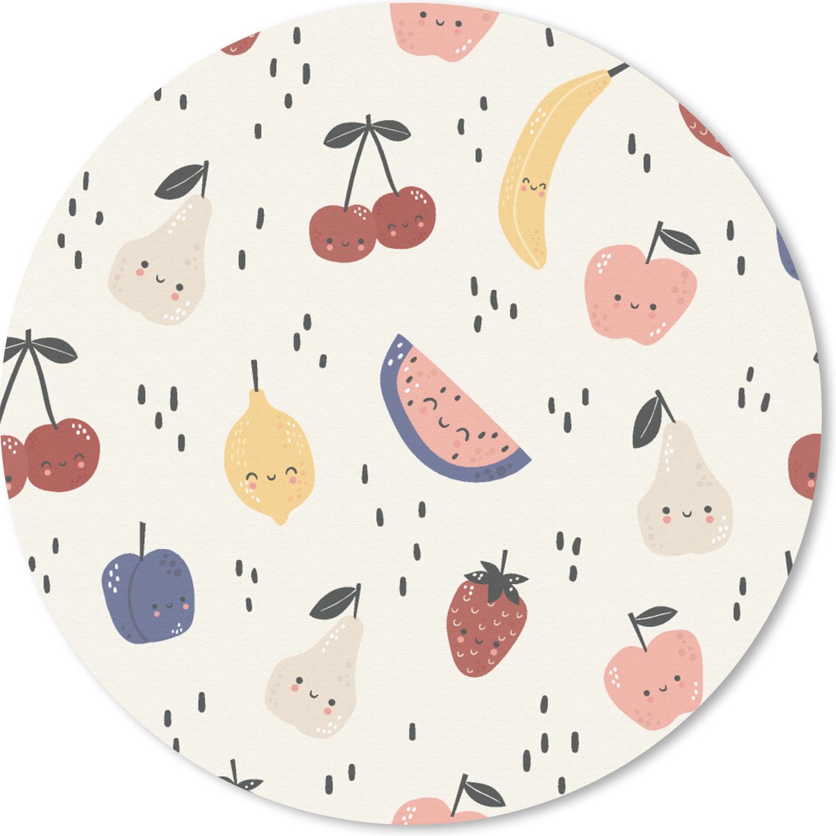 Muismat rond 20x20 cm - Mousepad Design - Fruit - Kawaii - Patronen - Ronde muismatten