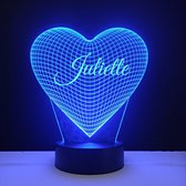 3D LED Lamp - Hart Met Naam - Juliette