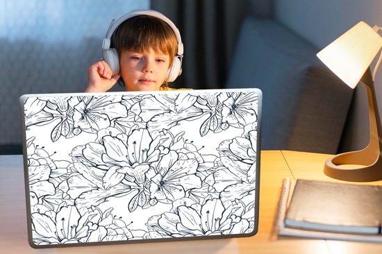 Autocollant pour ordinateur portable - 17,3 pouces - Fleurs - Motif - Ligne - 40x30cm - Autocollants pour ordinateur portable - Skin pour ordinateur portable - Couverture