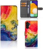 GSM Hoesje Geschikt voor Samsung Galaxy A13 5G | Geschikt voor Samsung Galaxy A04s Wallet Book Case Watercolor Dark