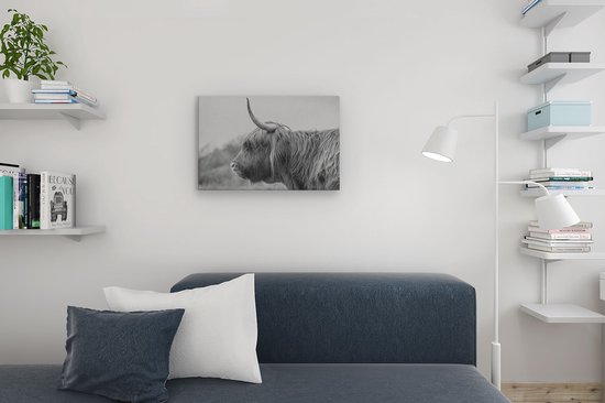 Artaza - Peinture sur toile - Highlander écossais en Zwart et Wit - 60x40 - Photo sur toile - Impression sur toile