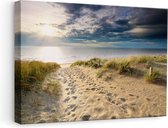 Artaza Canvas Schilderij Duinen met Zee - 60x40 - Foto Op Canvas - Canvas Print