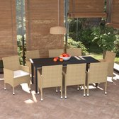 9-delige Tuinset met kussens poly rattan beige