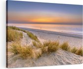 Artaza Canvas Schilderij Strand en Zee vanuit de Duinen - 120x80 - Groot - Foto Op Canvas - Wanddecoratie Woonkamer