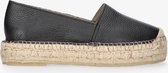 Tango | Vienna 3-h black grainy leather basic espadrille - thick natural outsole | Maat: 36