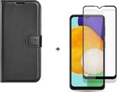 Samsung Galaxy A13 zwart agenda book case hoesje + full glas screenprotector