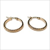 Aramat jewels ® - Rvs goudkleurige oorringen ruitjes 25x3,5mm staal