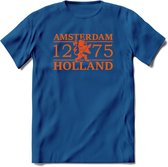 Amsterdam T-Shirt | Souvenirs Holland Kleding | Dames / Heren / Unisex Koningsdag shirt | Grappig Nederland Fiets Land Cadeau | - Donker Blauw - M
