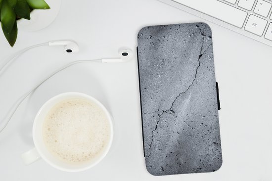 Bookcase pour iPhone 13 Pro Max Bookcase - Béton - Grijs - Déchirure - Avec compartiments - Étui portefeuille avec fermeture magnétique