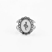 Dottilove Ring Femme avec Serpent - Acier Inoxydable Plaqué Or Blanc 14K - Ring Ajustable Femme