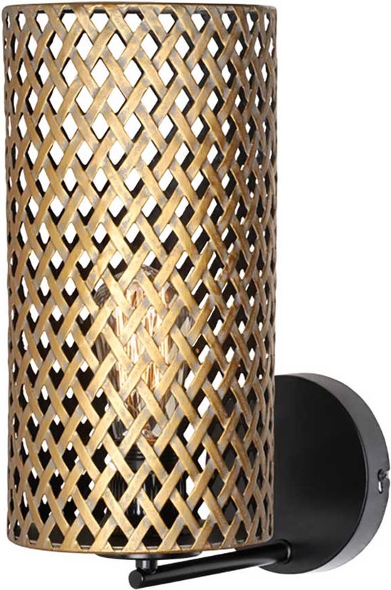 Cestino Wandlamp 1 lichts 30x15 cm zwart / goud - Modern - Freelight - 2 jaar garantie