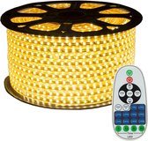 LED Strip Warm wit - 40 meter in een ROL - 220V - 5050 SMD - 60L/M - IP65 - Met IR 23 knops afstandsbediening