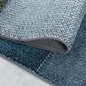 Woonkamer vloerkleed, laagpolig marmer pixel vierkant patroon zacht stapelblauw