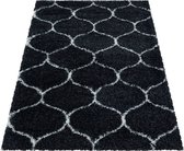 Tapis de salon Shaggy Design à carreaux Tile Jacquard Anthracite