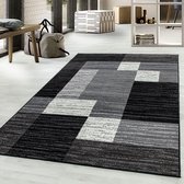 Tapis de salon Shaggy Motif de tuile Abstrait Tapis Design Noir