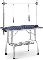 Luxiqo® Trimtafel met Dubbele Lijn - Verzorgingstafel Huisdier - Dierenbank - Grooming Table - Dierverzorging - RVS/Zwart