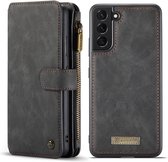 CaseMe - Hoesje geschikt voor Samsung Galaxy S22 Plus 5G - Wallet Book Case met Rits - Magneetsluiting - Zwart