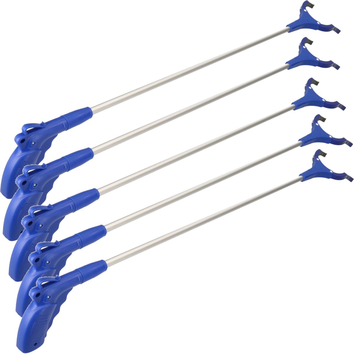 Goedkoopste 5x Aluminium zwerfvuilgrijper met anti-slip grijpvingers 100 cm - Afvalgrijper / Vuilgrijper