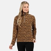 Leela Lichtgewicht Fleece met Print en Halve Rits - Outdoortrui - Vrouwen - Bruin Zwart Luipaardopdruk