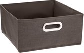 Opbergmand/kastmand 14 liter bruin linnen 31 x 31 x 15 cm - Opbergboxen - Vakkenkast manden