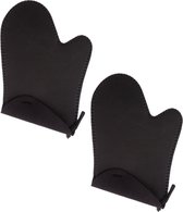 Set de 2 gants de cuisine / gant de cuisine en néoprène noir 17,5 x 27,5 cm - Manique - Gant de cuisine