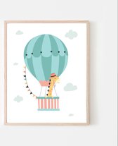 Giraf in een luchtballon / Luchtballon / Ballon / 30x21cm