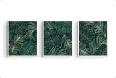 Schilderij  Set 3 gouden botanische palmboom bladeren / Planten / Bladeren / 50x40cm