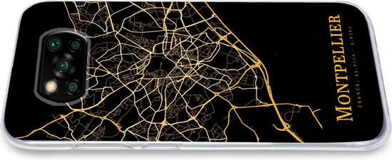 Coque Xiaomi Poco X3 NFC - Montpellier - Carte - Or - Coque de téléphone en Siliconen