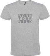 Grijs T shirt met print van " BORN TO BE WILD " print Zilver size XXXL