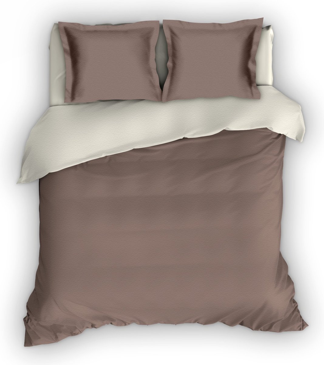 Romanette Comtesse flanel dekbedovertrek Taupe/ Ivoor Lits-jumeaux (240x200/220 cm + 2 slopen)
