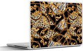 Laptop sticker - 15.6 inch - Ketting - Goud - Panter - Zebra - 36x27,5cm - Laptopstickers - Laptop skin - Cover