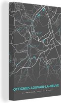 Tableau sur Toile België - Ottignies Louvain la Neuve - Plan de Ville - Plan - Blauw - Carte - 120x180 cm - Décoration murale XXL