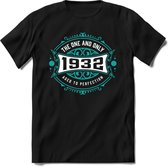 1932 The One And Only | Feest Kado T-Shirt Heren - Dames | Cobalt - Wit | Perfect Verjaardag Cadeau Shirt | Grappige Spreuken - Zinnen - Teksten | Maat M