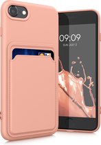 kwmobile telefoonhoesje geschikt voor Apple iPhone SE (2022) / iPhone SE (2020) / iPhone 8 / iPhone 7 - Hoesje met pasjeshouder - TPU case in roze grapefruit