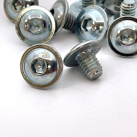 Vis à métal courte TQ4U avec collier - M6 x 8 mm - tête à six pans creux - galvanisée - 12 PCS