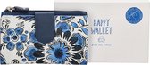 Happy Wallet Hand painted Portemonnee - Bloem print blauw